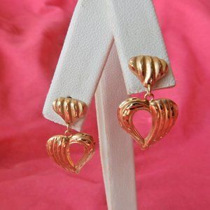 1970's 10K Gold CID CLYDE DUNEIER HEARTS EARRING